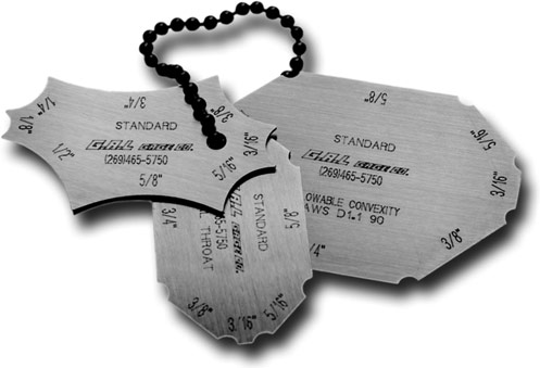 Pocket Fillet Weld Gauge - Pocket Size - Measures 8 Size Fillets